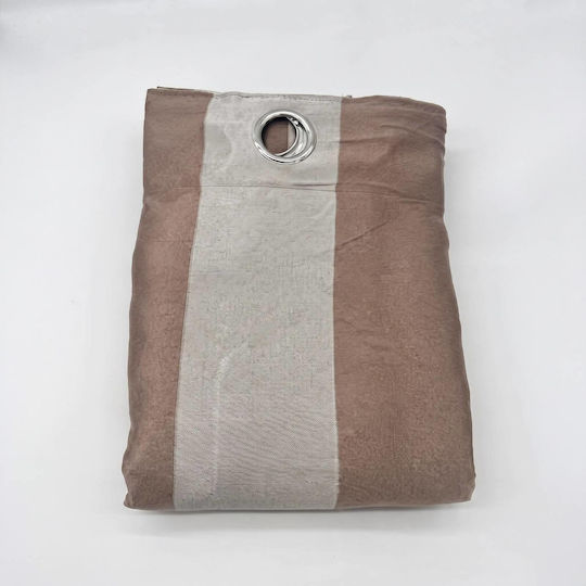 SpitiBazaar Перде с капси Сиво с цвят на презряло ябълка 270x280 см