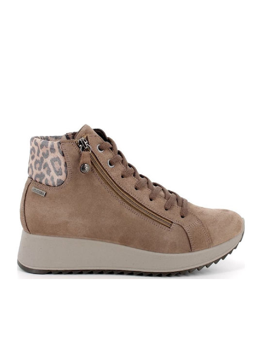 Wildleder Damen-Stiefeletten Beige/Braun Wildleder