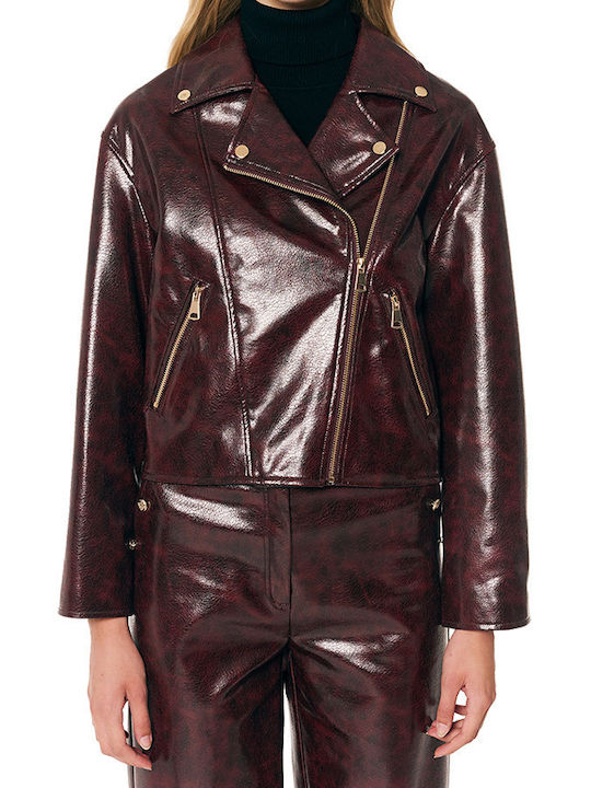 Forel Women's Burgundy Biker Jacket