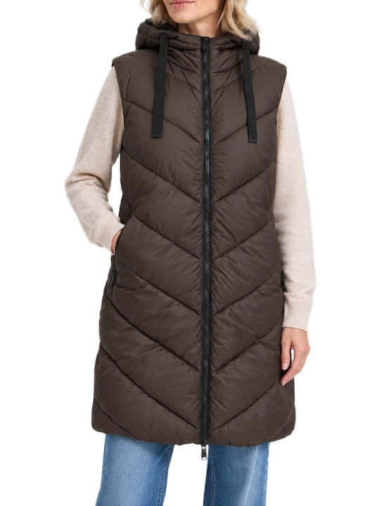 B.Younq Women's Sleeveless Winter Jacket Brown