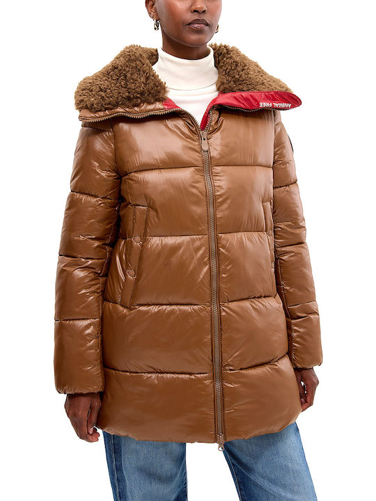 Дълго Дамско Puffer Яке за Зима Кафяво
