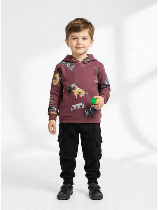 Nek Kids Wear Детски комплект анцуг бордо черен