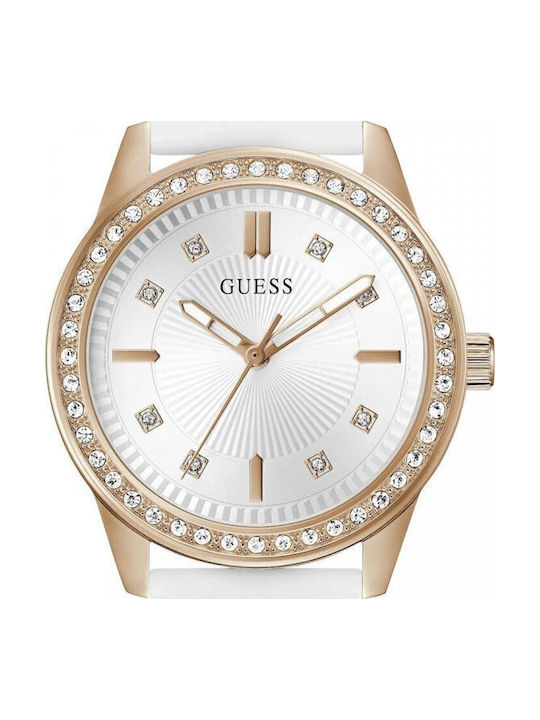 Women's Battery-Powered Watch with White Rubber Strap