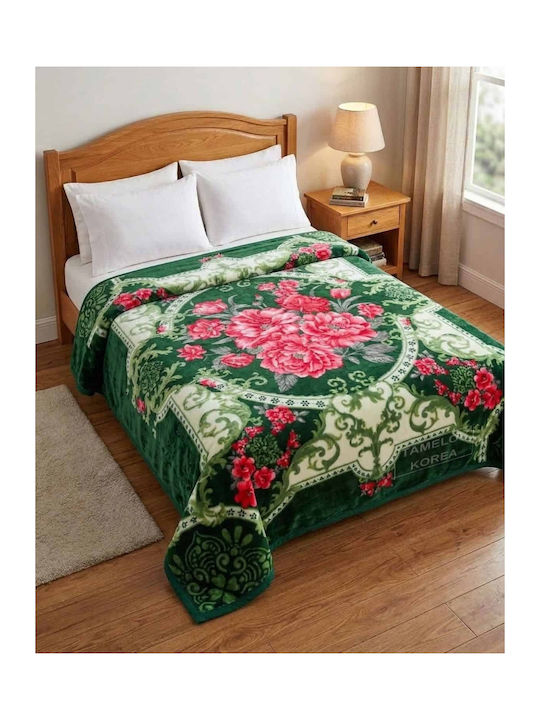Olia Home Knitted Double Blanket 220x240cm Green