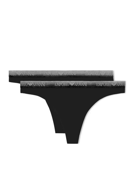 Damen-String 2er-Pack Schwarz