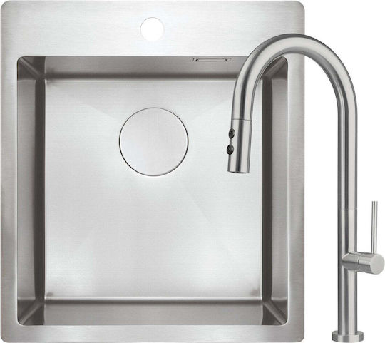 Deante Ένθετος Νεροχύτης Inox Σατινέ με Μπαταρία Μ45xΠ50.5cm Ασημί
