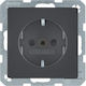 Hager Single Recessed Grey Power Socket