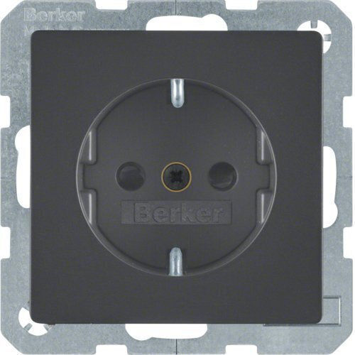 Hager Single Recessed Grey Power Socket