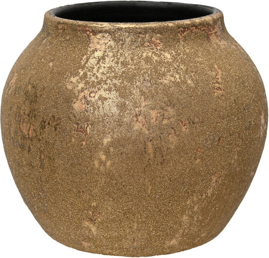 Lumarko Ceramic Vase Orange W20xH16cm Lumarko Ceramic Vase Orange W20xH16cm
