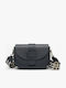 Leather Women's Shoulder Bag Navy Blue