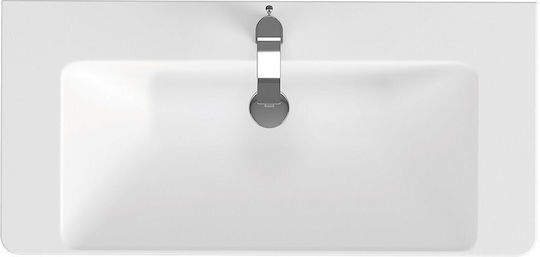Cersanit Aufsatzwaschbecken aus Keramik mit Armatur 100 x 40 cm Weiß Cersanit Aufsatzwaschbecken aus Keramik mit Armatur 100 x 40 cm Weiß