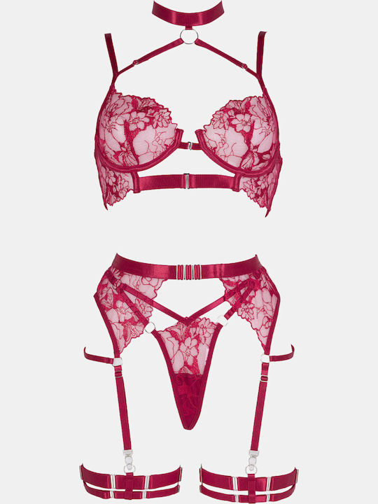 Decoro Spitzen-Dessous-Set mit Slip in Bordeaux