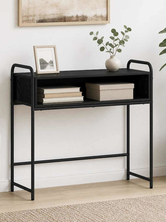 Console Table Wood & Metal Black Oak L90xW33xH8...