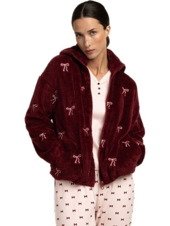 Admas Damen-Winterrobe in Bordeaux