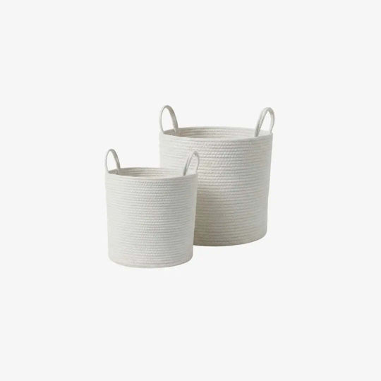 Phos & Gaia Set of Decorative Wicker Baskets with Handles 2 Pieces