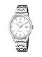 Мъжки часовник 40 mm на батерия със сребриста стоманена верижка