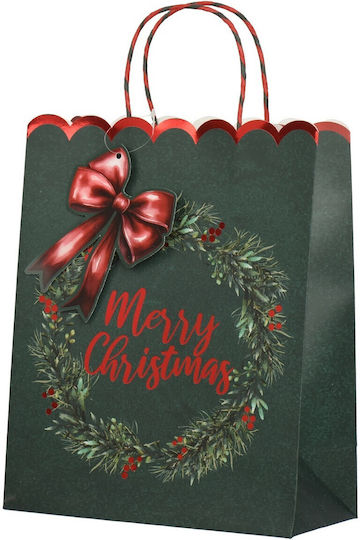 Kaemingk Weihnachtliche Geschenktüte Grün 12,2 x 16,5 x 6,7 cm