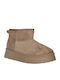 Suede Γυναικεία Μποτάκια Αστραγάλου με Γούνα Beige