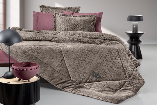 Guy Laroche King Size Sherpa Comforter 260x240 cm Surreal Cocoa