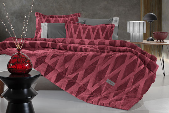 Guy Laroche Sherpa Comforter Set Single 160x240cm Zadic Bordeaux 530 GSM
