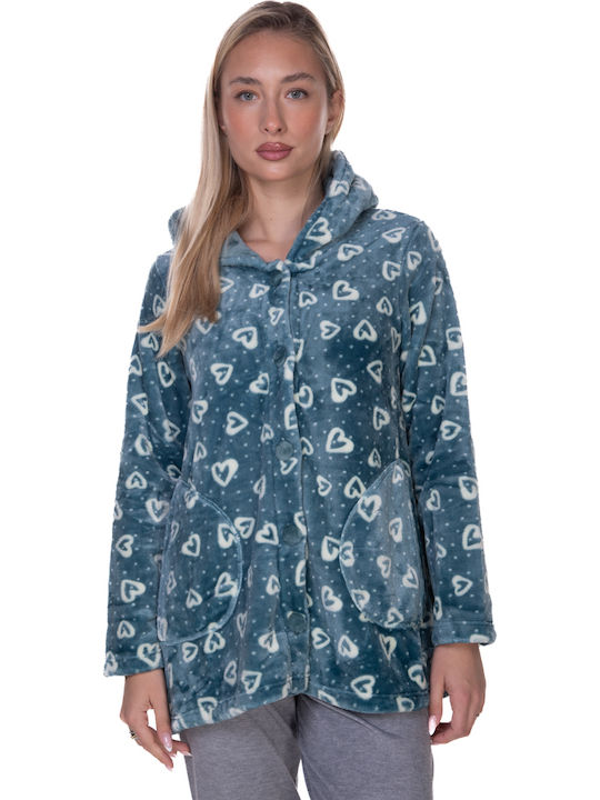 Comfort Damen-Wintermorgenmantel Petrol
