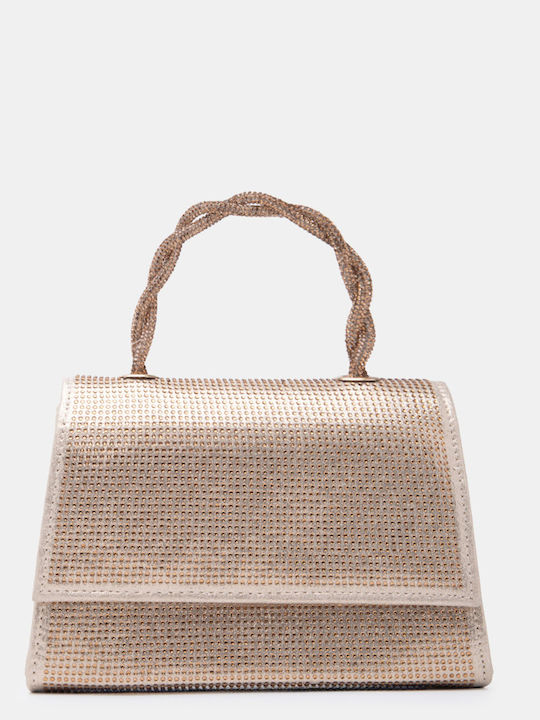 Bronzefarbene Damen-Clutch aus Stoff