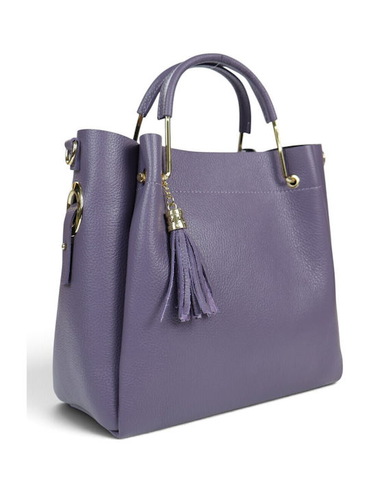 Passaggio Leather Leather Women's Tote Bag Purple