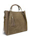 Women's Suede Tote Bag Dark Taupe