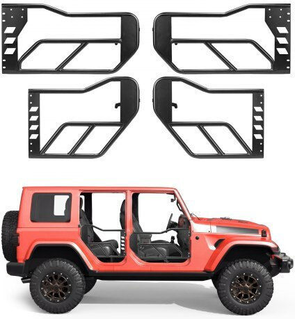 Vevor Jeep Tube Doors 4-Door Compatible with Jeep Wrangler JK Unlimited 2007-2018 Front & Rear Tubular Doors Alloy Steel Storage Bag Rubber Pads Heavy-Duty Hinges Latch O