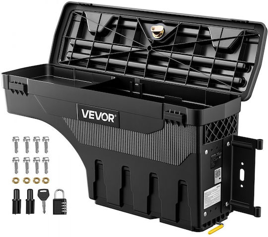 Vevor Truck Bed Storage Box, Waterproof ABS Wheel Well Toolbox, 25 L, Anti-Theft Combination Lock, Compatible with Dodge Ram 1500 2500 3500 2002–2018, Right Passenger Side, Drilling Required