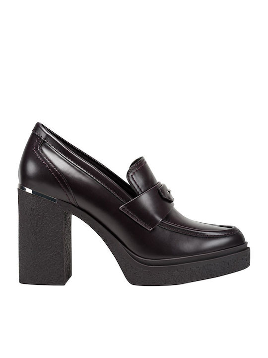 Heels with Chunky Medium Heel Brown