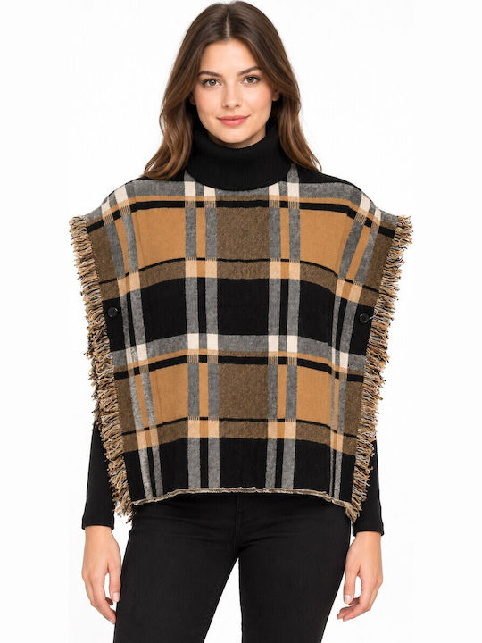 Cavalieri Gestricktes Damen-Poncho in Schwarz