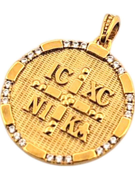 Rubini Talisman Constantine Charm with Stones in 9K Gold with Zircon