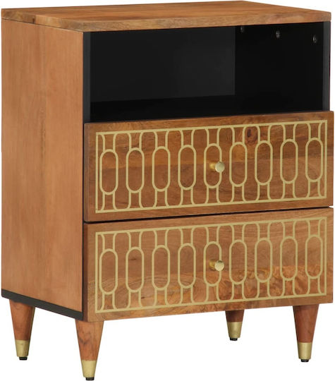 Wooden Bedside Table Brown 50x33x62cm