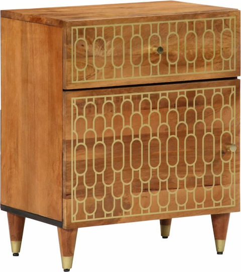Wooden Bedside Table Brown 50x33x60cm