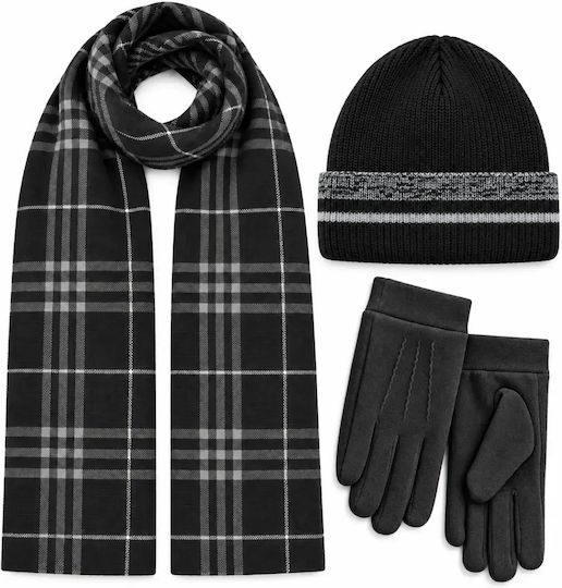 Herren-Set mit Strickmütze in Schwarz