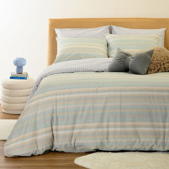 Melinen Minna Σετ Παπλωματοθήκη 165x245cm Μονή με Μαξιλαροθήκη Aqua