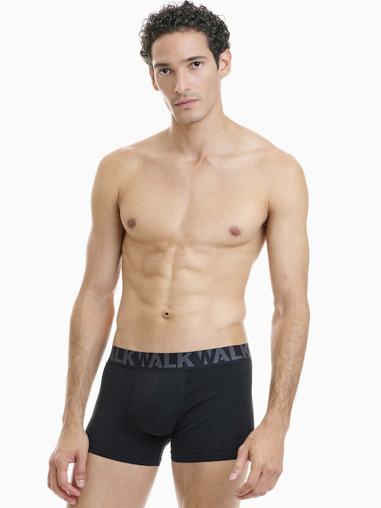 Walk Herren Boxershorts Schwarz-Schwarz 2er-Pack
