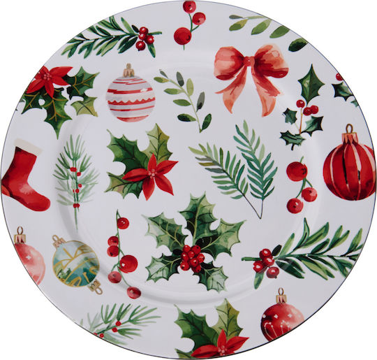 Christmas Platter Plastic Flowers & Branches 33cm