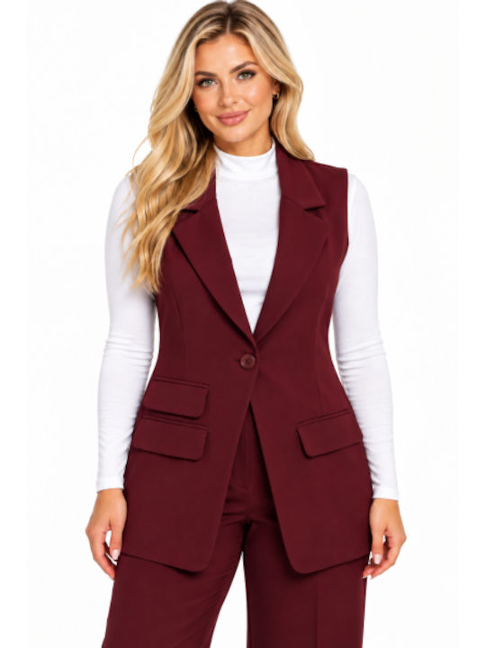 Women's Burgundy Vest WB-61996-27VE-BURGUNDY
