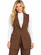 Women's Brown Vest WB-61996-27VE-Brown