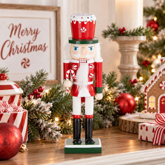 Weihnachts-Nussknacker aus Holz in Rot, 25 cm hoch