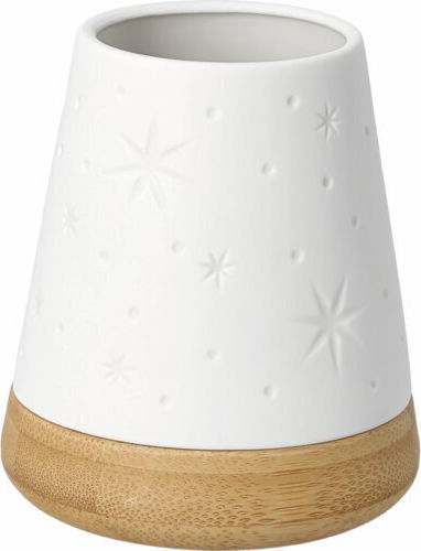 Raeder Christmas Wooden Candlestick White Poetry Little Stars 8.7x7.3 cm