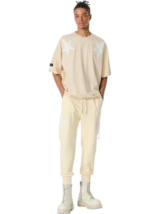 Mod Wave Movement Wings Stars Sweatpants Beige
