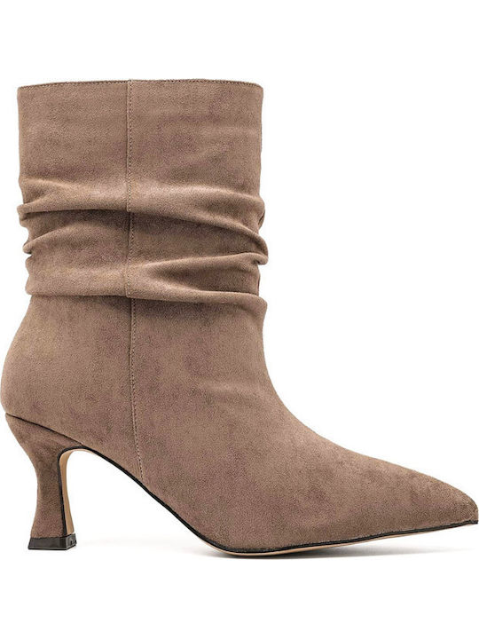 Ideal Shoes Велурени Дамски боти до глезена Сиви