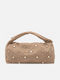 Damen-Schultertasche Aus Stoff Suede Dunkelbeige