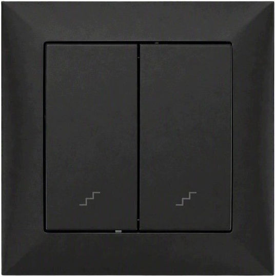 VCX Recessed Double Wall Switch with Frame Aller Retour Black