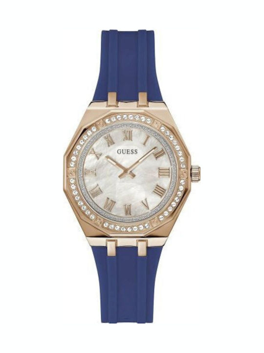 Dress Women's Battery-Powered Watch With Blue Rubber Strap