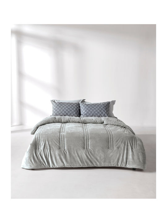 Kentia Sherpa Comforter With Hollowfiber Fillin...