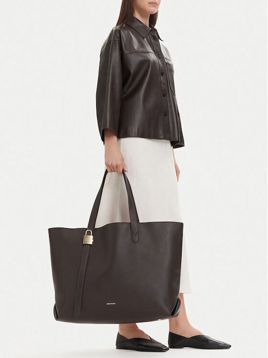 Damen-Shopper-Tasche Dunkelbraun